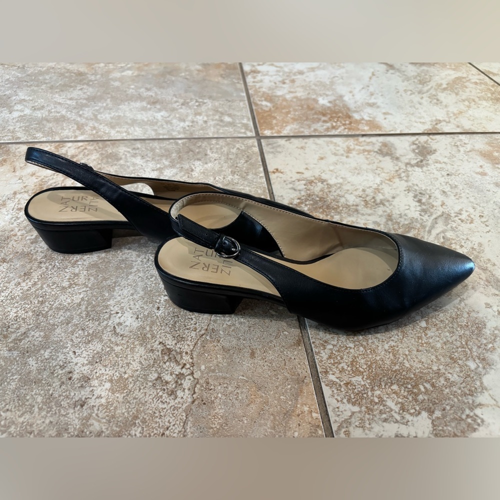 Naturalizer Black Pointed Toe Slingback Low Block Heel Mules - Picture 7 of 7